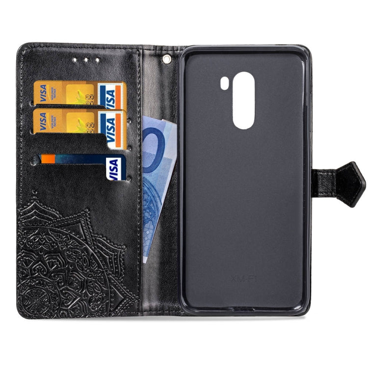 For Xiaomi Pocophone F1 Halfway Mandala Embossing Pattern Horizontal Flip Leather Case with Holder & Card Slots & Wallet & Lanyard