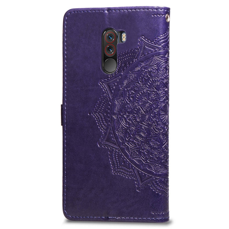 For Xiaomi Pocophone F1 Halfway Mandala Embossing Pattern Horizontal Flip Leather Case with Holder & Card Slots & Wallet & Lanyard