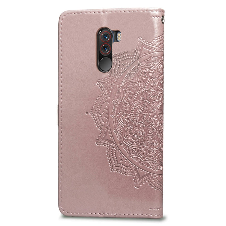 For Xiaomi Pocophone F1 Halfway Mandala Embossing Pattern Horizontal Flip Leather Case with Holder & Card Slots & Wallet & Lanyard