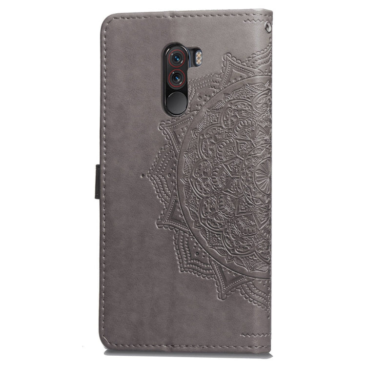 For Xiaomi Pocophone F1 Halfway Mandala Embossing Pattern Horizontal Flip Leather Case with Holder & Card Slots & Wallet & Lanyard
