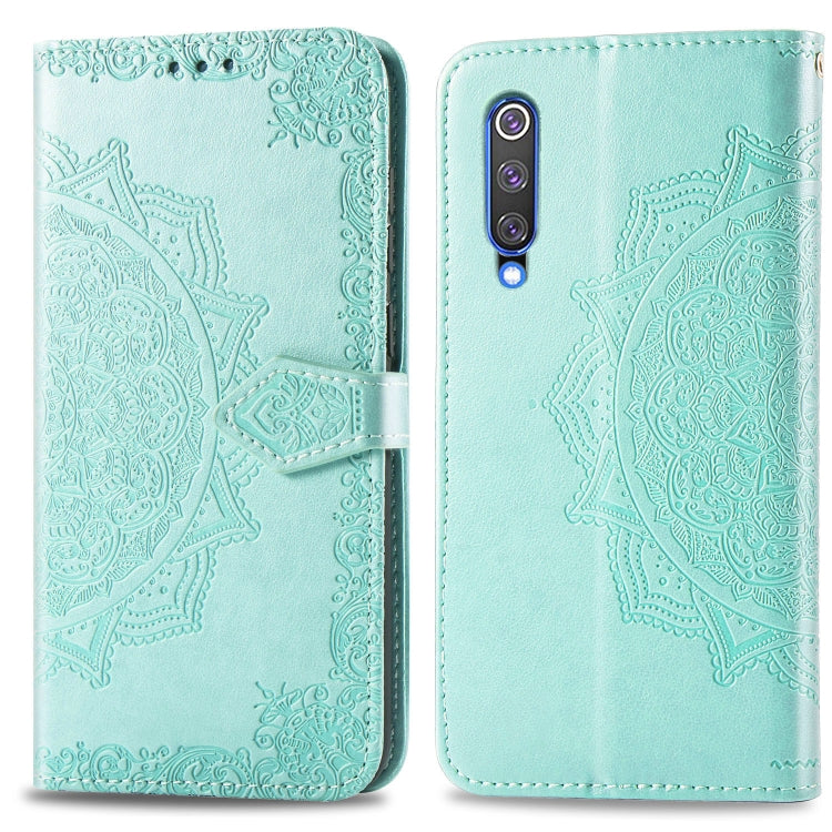 For Xiaomi Mi 9 SE Halfway Mandala Embossing Pattern Horizontal Flip Leather Case with Holder & Card Slots & Wallet & Lanyard
