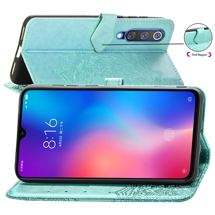 For Xiaomi Mi 9 SE Halfway Mandala Embossing Pattern Horizontal Flip Leather Case with Holder & Card Slots & Wallet & Lanyard