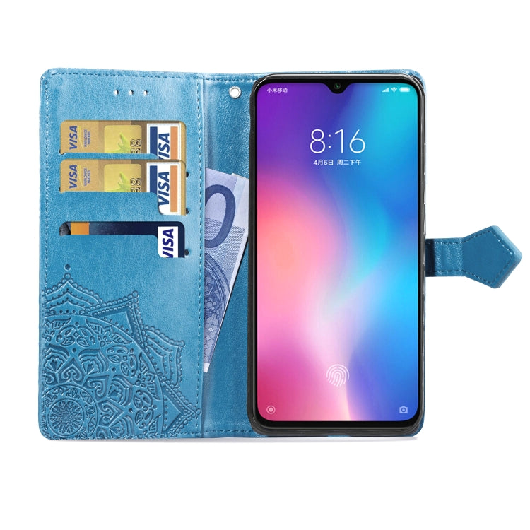 For Xiaomi Mi 9 SE Halfway Mandala Embossing Pattern Horizontal Flip Leather Case with Holder & Card Slots & Wallet & Lanyard