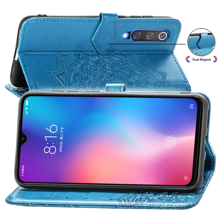 For Xiaomi Mi 9 SE Halfway Mandala Embossing Pattern Horizontal Flip Leather Case with Holder & Card Slots & Wallet & Lanyard