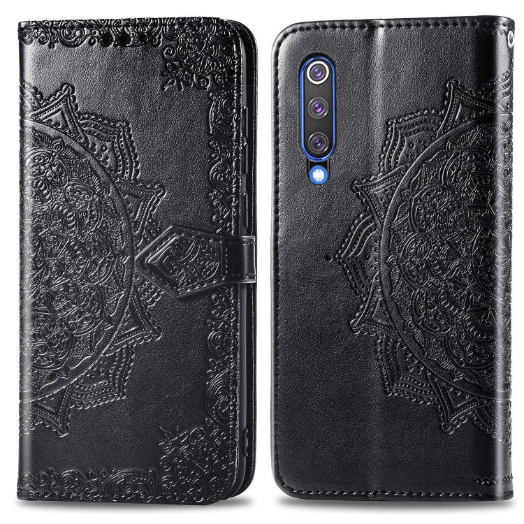 For Xiaomi Mi 9 SE Halfway Mandala Embossing Pattern Horizontal Flip Leather Case with Holder & Card Slots & Wallet & Lanyard