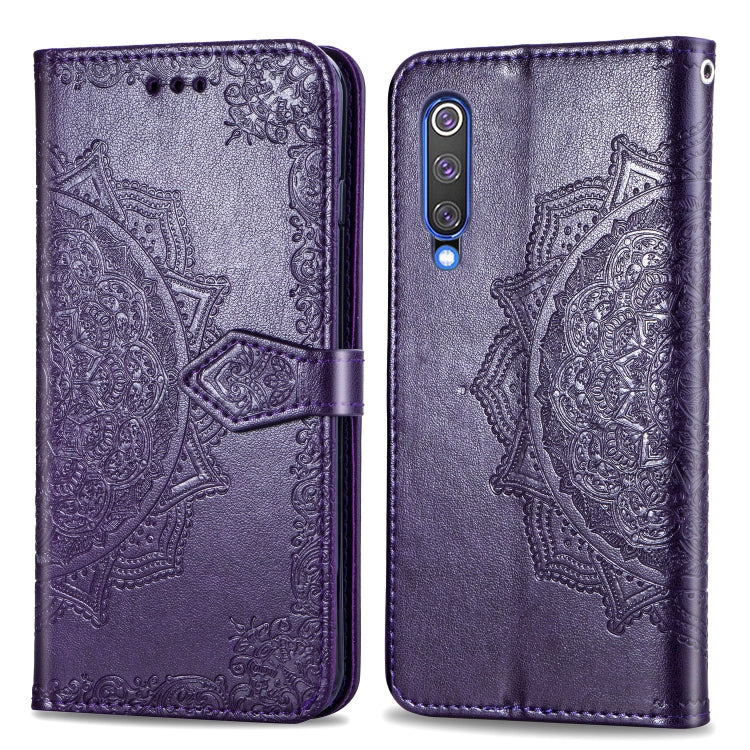 For Xiaomi Mi 9 SE Halfway Mandala Embossing Pattern Horizontal Flip Leather Case with Holder & Card Slots & Wallet & Lanyard