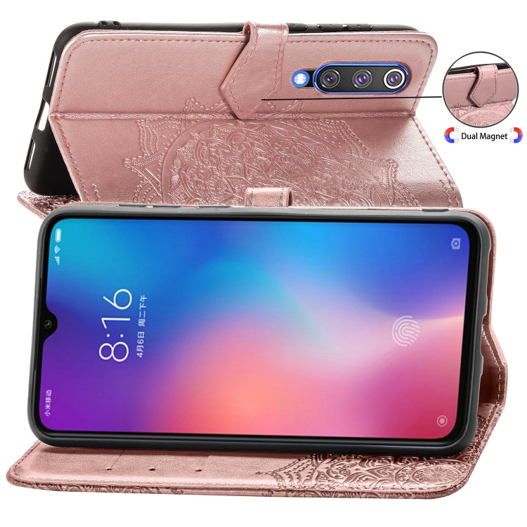 For Xiaomi Mi 9 SE Halfway Mandala Embossing Pattern Horizontal Flip Leather Case with Holder & Card Slots & Wallet & Lanyard
