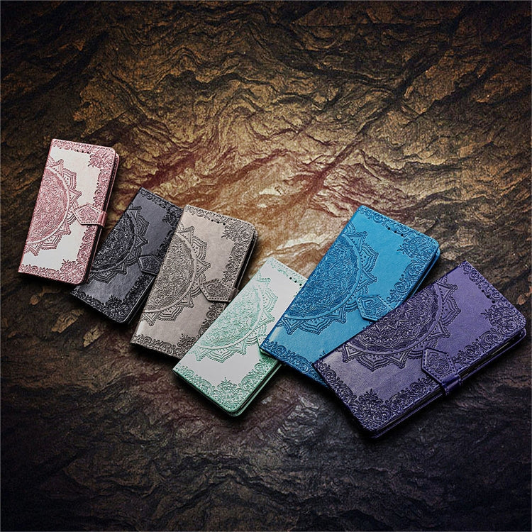 For Xiaomi Mi 9 Halfway Mandala Embossing Pattern Horizontal Flip Leather Case with Holder & Card Slots & Wallet & Lanyard