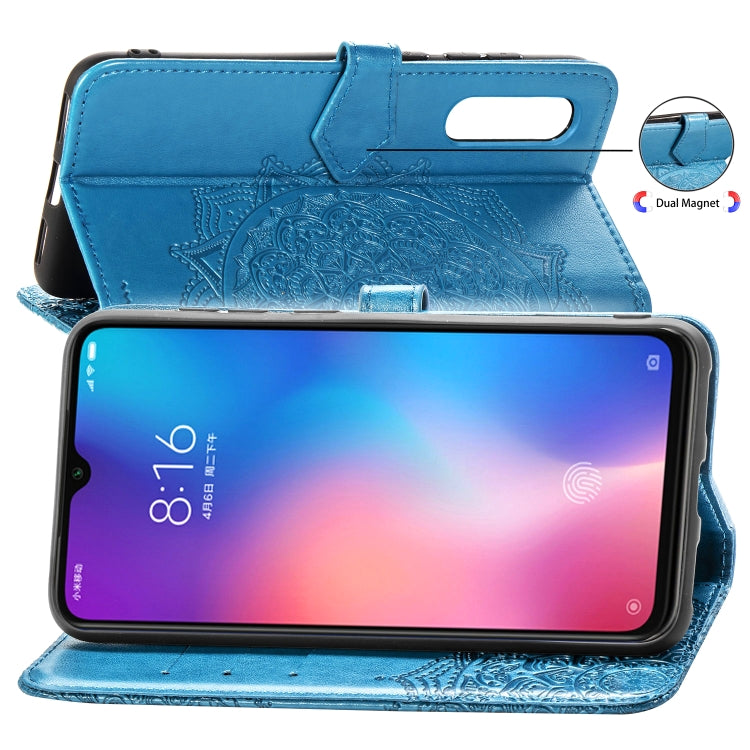 For Xiaomi Mi 9 Halfway Mandala Embossing Pattern Horizontal Flip Leather Case with Holder & Card Slots & Wallet & Lanyard