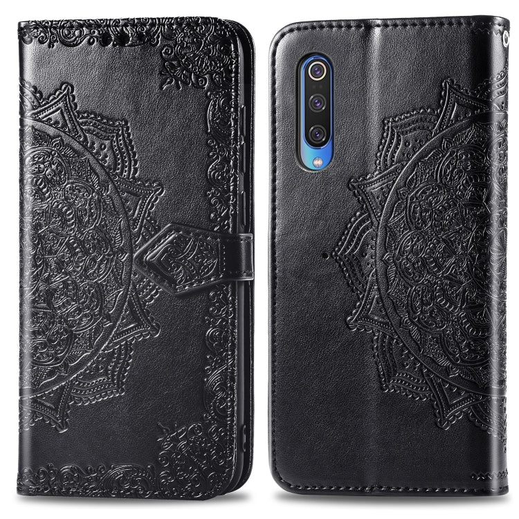For Xiaomi Mi 9 Halfway Mandala Embossing Pattern Horizontal Flip Leather Case with Holder & Card Slots & Wallet & Lanyard