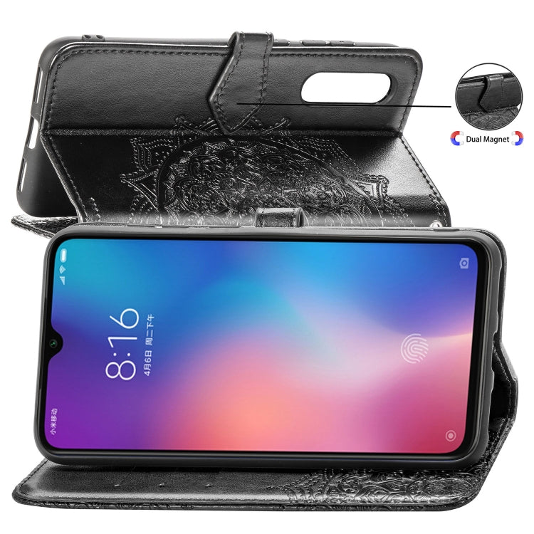 For Xiaomi Mi 9 Halfway Mandala Embossing Pattern Horizontal Flip Leather Case with Holder & Card Slots & Wallet & Lanyard