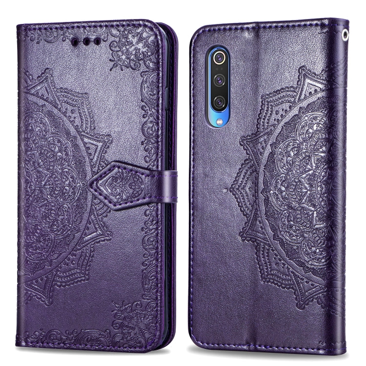 For Xiaomi Mi 9 Halfway Mandala Embossing Pattern Horizontal Flip Leather Case with Holder & Card Slots & Wallet & Lanyard