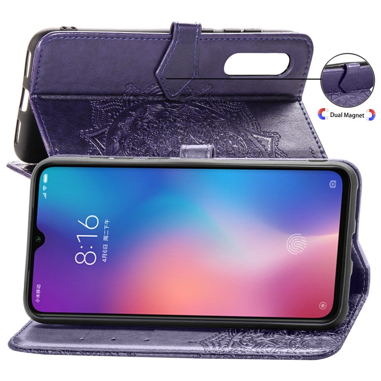 For Xiaomi Mi 9 Halfway Mandala Embossing Pattern Horizontal Flip Leather Case with Holder & Card Slots & Wallet & Lanyard