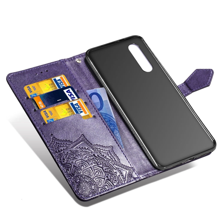 For Xiaomi Mi 9 Halfway Mandala Embossing Pattern Horizontal Flip Leather Case with Holder & Card Slots & Wallet & Lanyard