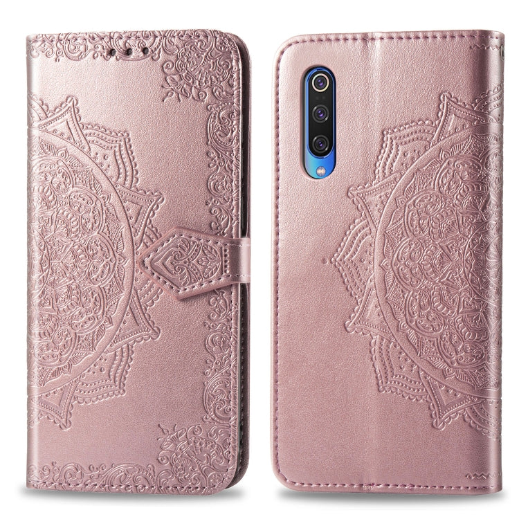 For Xiaomi Mi 9 Halfway Mandala Embossing Pattern Horizontal Flip Leather Case with Holder & Card Slots & Wallet & Lanyard