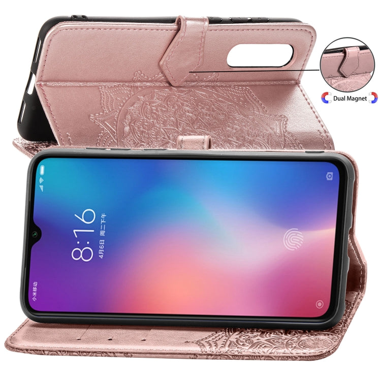 For Xiaomi Mi 9 Halfway Mandala Embossing Pattern Horizontal Flip Leather Case with Holder & Card Slots & Wallet & Lanyard