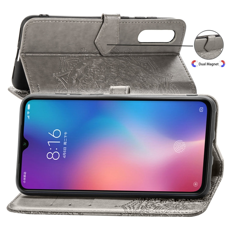 For Xiaomi Mi 9 Halfway Mandala Embossing Pattern Horizontal Flip Leather Case with Holder & Card Slots & Wallet & Lanyard