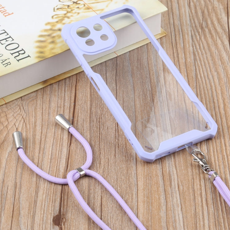 For Xiaomi Mi 11 Lite Acrylic + Color TPU Shockproof Case with Neck Lanyard