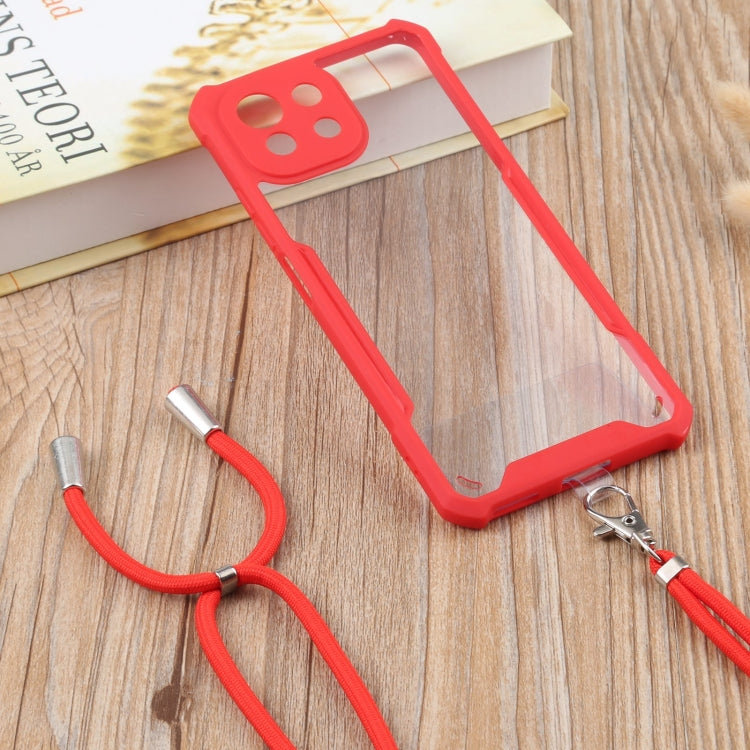 For Xiaomi Mi 11 Lite Acrylic + Color TPU Shockproof Case with Neck Lanyard