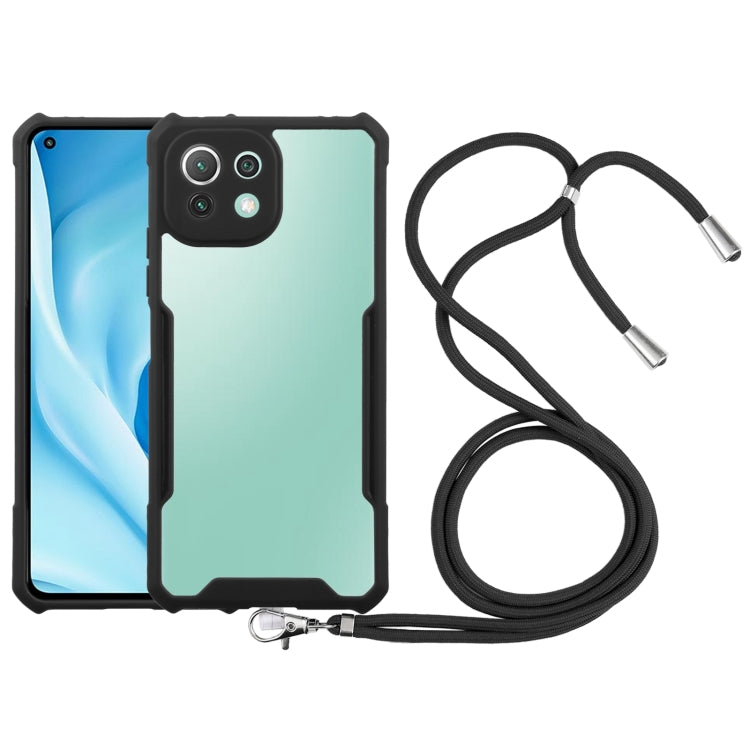 For Xiaomi Mi 11 Lite Acrylic + Color TPU Shockproof Case with Neck Lanyard