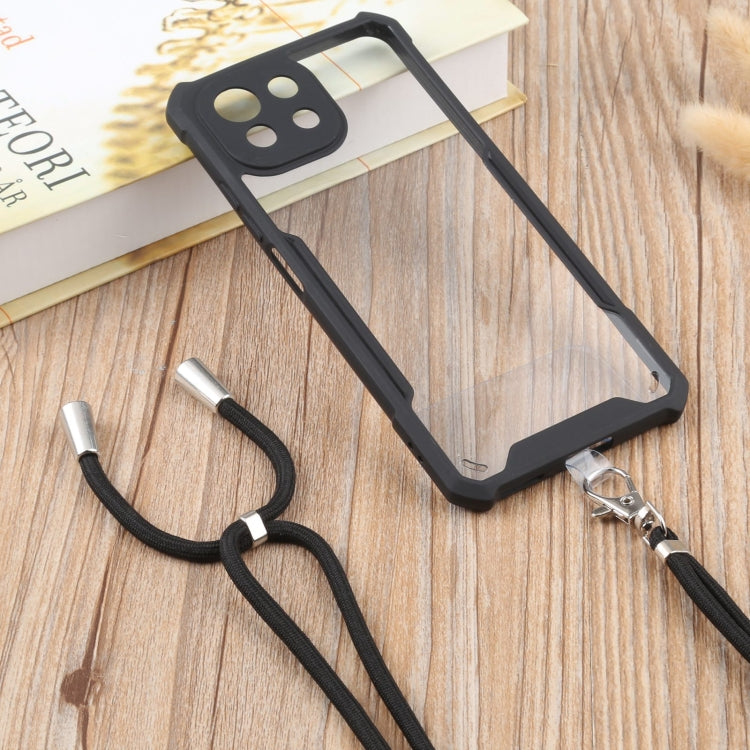 For Xiaomi Mi 11 Lite Acrylic + Color TPU Shockproof Case with Neck Lanyard