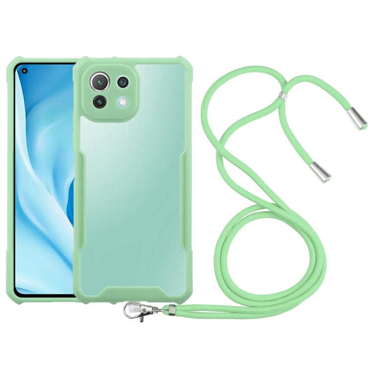 For Xiaomi Mi 11 Lite Acrylic + Color TPU Shockproof Case with Neck Lanyard