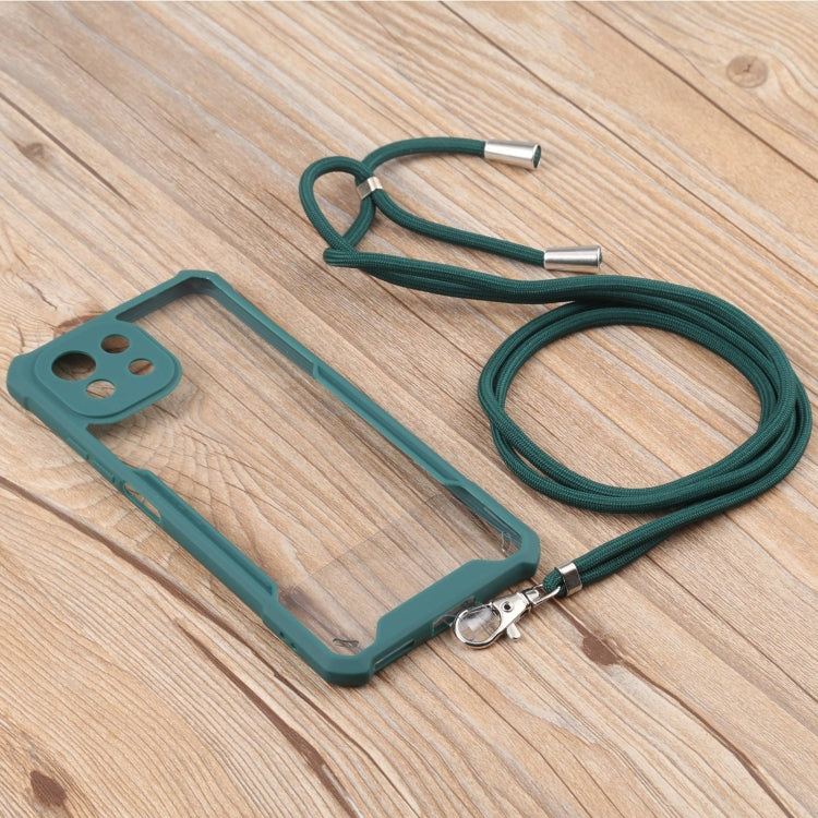 For Xiaomi Mi 11 Lite Acrylic + Color TPU Shockproof Case with Neck Lanyard