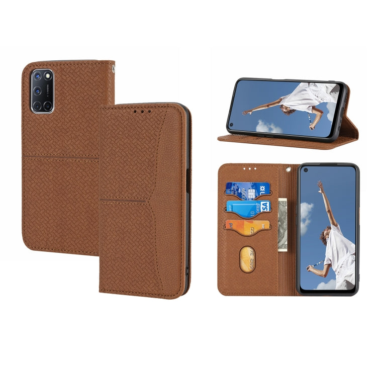 For OPPO A52 Woven Texture Stitching Magnetic Horizontal Flip PU Leather Case with Holder & Card Slots & Wallet & Lanyard