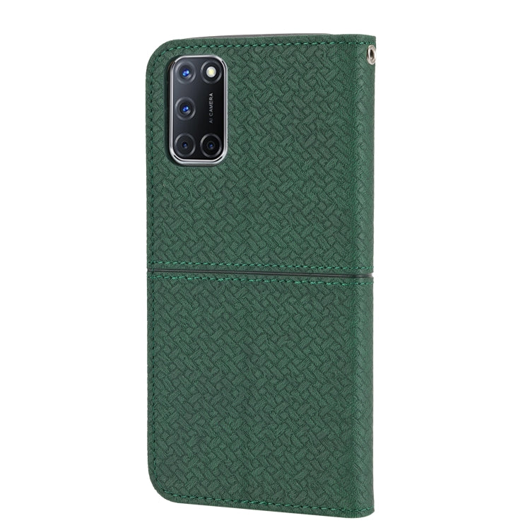 For OPPO A52 Woven Texture Stitching Magnetic Horizontal Flip PU Leather Case with Holder & Card Slots & Wallet & Lanyard