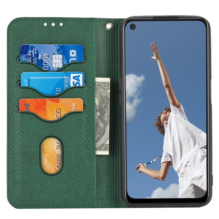 For OPPO A52 Woven Texture Stitching Magnetic Horizontal Flip PU Leather Case with Holder & Card Slots & Wallet & Lanyard