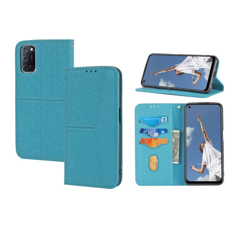 For OPPO A52 Woven Texture Stitching Magnetic Horizontal Flip PU Leather Case with Holder & Card Slots & Wallet & Lanyard