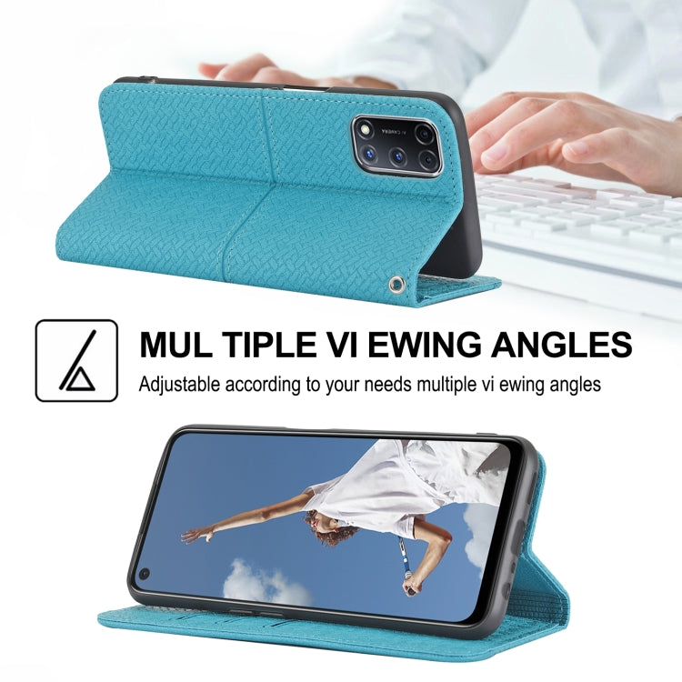 For OPPO A52 Woven Texture Stitching Magnetic Horizontal Flip PU Leather Case with Holder & Card Slots & Wallet & Lanyard