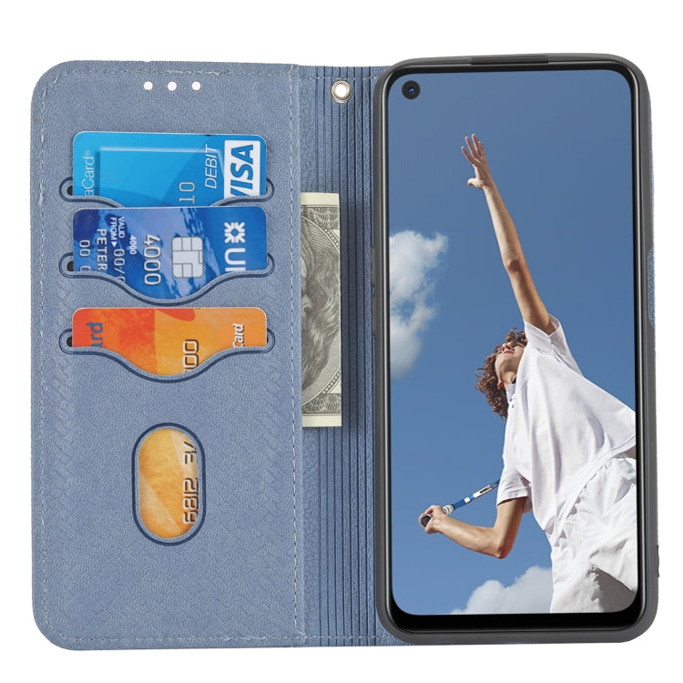 For OPPO A52 Woven Texture Stitching Magnetic Horizontal Flip PU Leather Case with Holder & Card Slots & Wallet & Lanyard