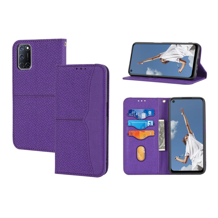 For OPPO A52 Woven Texture Stitching Magnetic Horizontal Flip PU Leather Case with Holder & Card Slots & Wallet & Lanyard