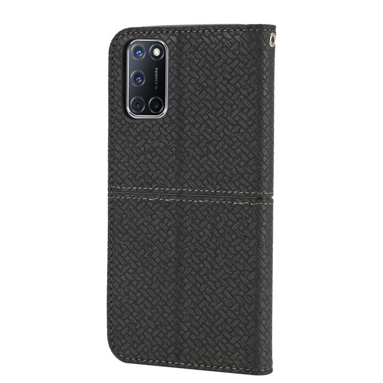 For OPPO A52 Woven Texture Stitching Magnetic Horizontal Flip PU Leather Case with Holder & Card Slots & Wallet & Lanyard