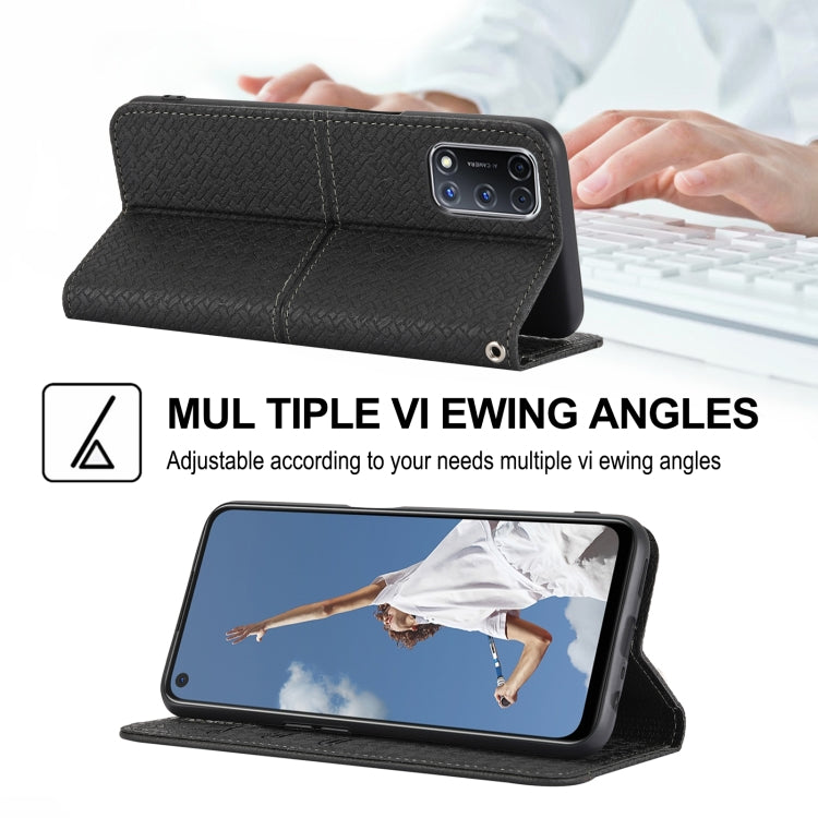 For OPPO A52 Woven Texture Stitching Magnetic Horizontal Flip PU Leather Case with Holder & Card Slots & Wallet & Lanyard