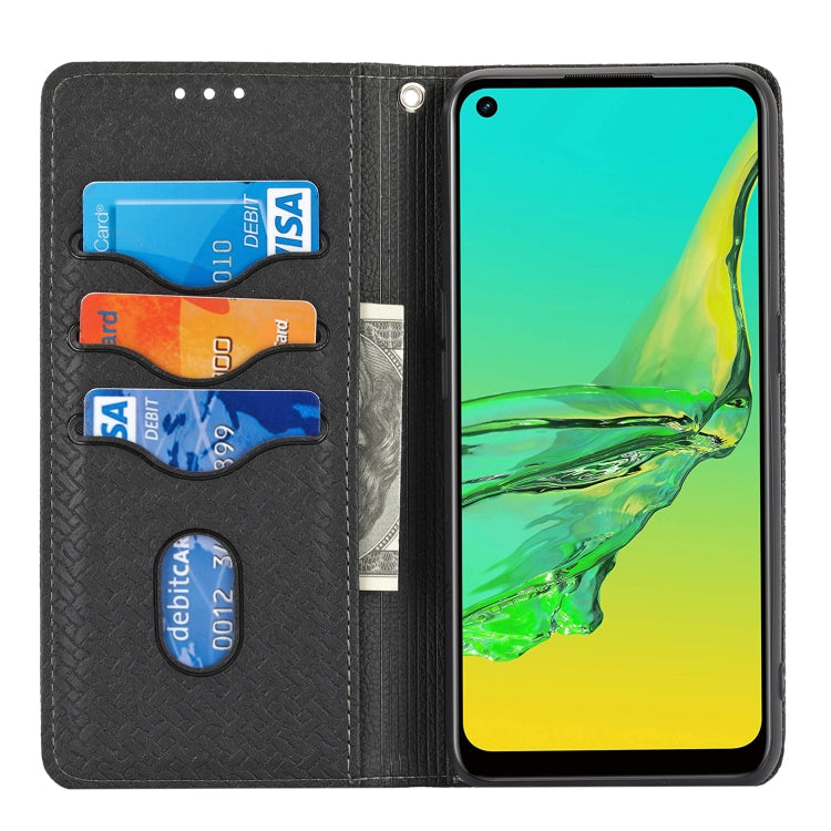 For OPPO A53 Woven Texture Stitching Magnetic Horizontal Flip PU Leather Case with Holder & Card Slots & Wallet & Lanyard