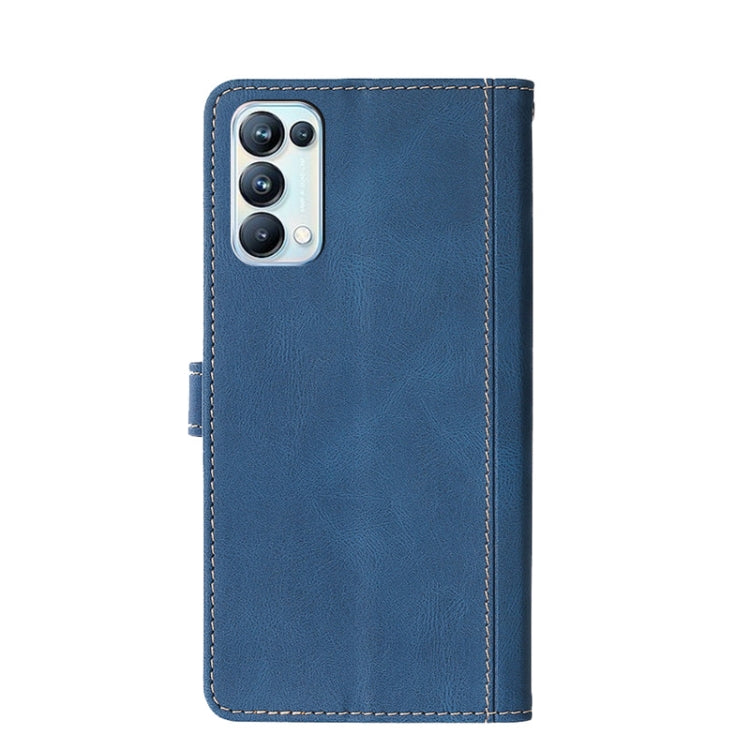 For OPPO Reno 5 Stitching Skin Feel Magnetic Buckle Horizontal Flip PU Leather Case with Holder & Card Slots & Wallet