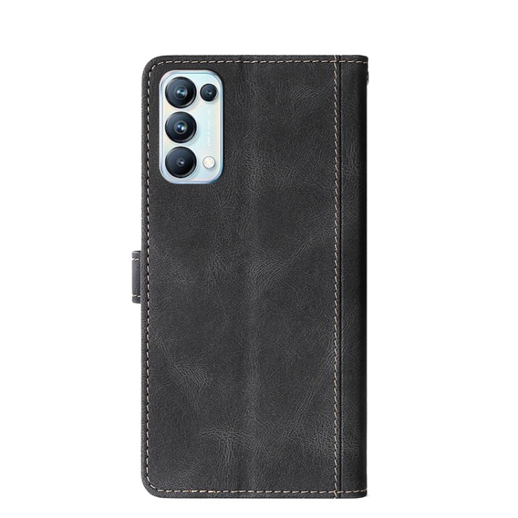 For OPPO Reno 5 Stitching Skin Feel Magnetic Buckle Horizontal Flip PU Leather Case with Holder & Card Slots & Wallet