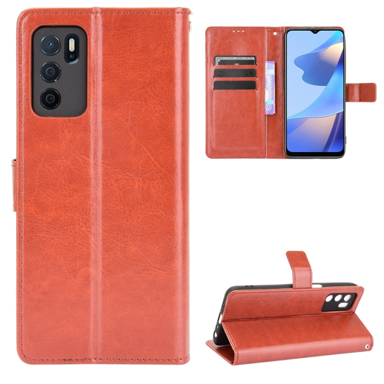 For OPPO A16 Crazy Horse Texture Horizontal Flip Leather Case with Holder & Card Slots & Lanyard