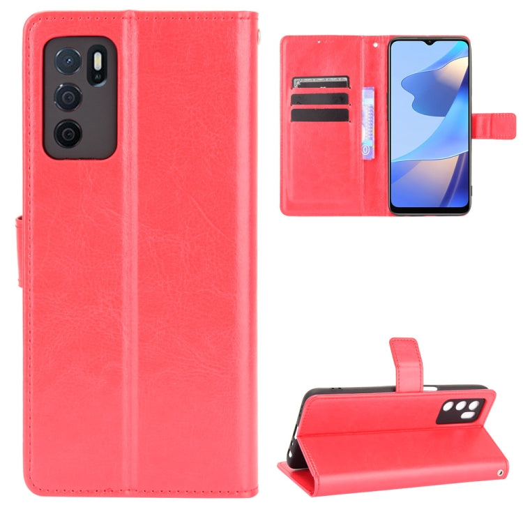For OPPO A16 Crazy Horse Texture Horizontal Flip Leather Case with Holder & Card Slots & Lanyard