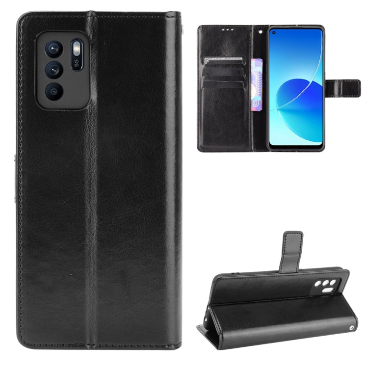 For OPPO Reno6 Z Crazy Horse Texture Horizontal Flip Leather Case with Holder & Card Slots & Lanyard