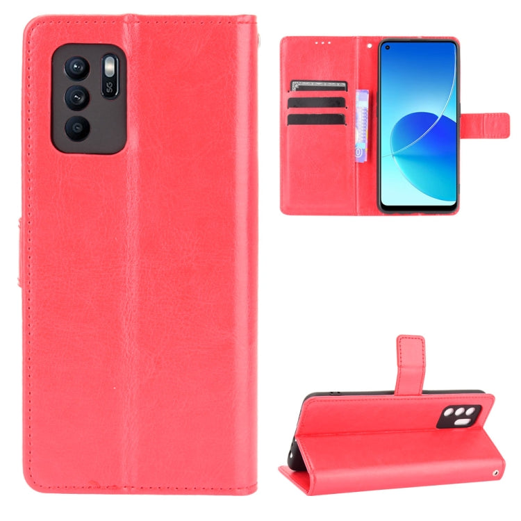For OPPO Reno6 Z Crazy Horse Texture Horizontal Flip Leather Case with Holder & Card Slots & Lanyard