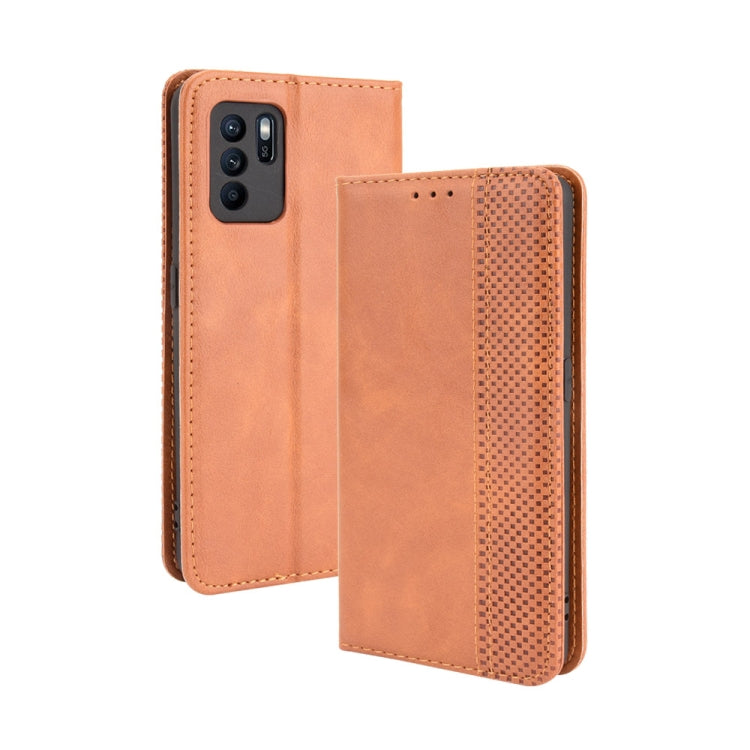 For OPPO Reno6 Z Magnetic Buckle Retro Crazy Horse Texture Horizontal Flip Leather Case with Holder & Card Slots & Photo Frame