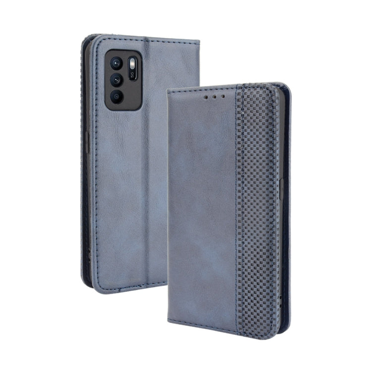 For OPPO Reno6 Z Magnetic Buckle Retro Crazy Horse Texture Horizontal Flip Leather Case with Holder & Card Slots & Photo Frame