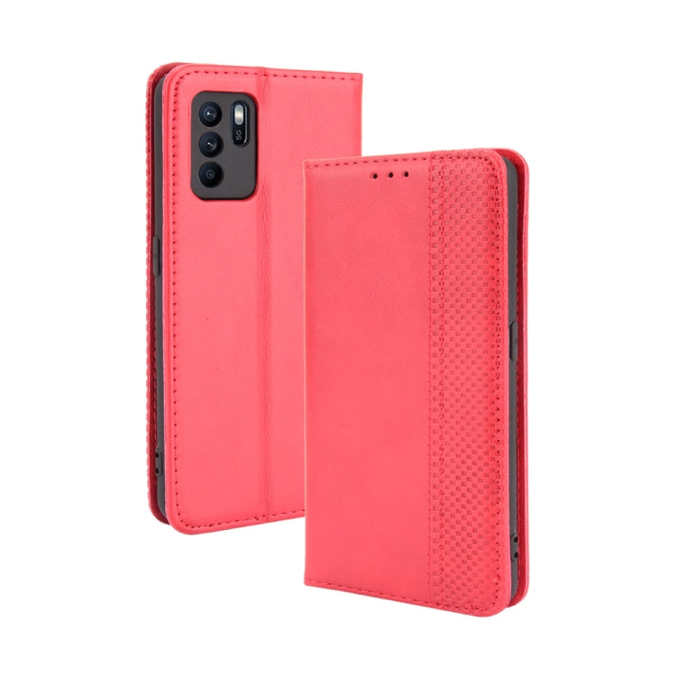 For OPPO Reno6 Z Magnetic Buckle Retro Crazy Horse Texture Horizontal Flip Leather Case with Holder & Card Slots & Photo Frame