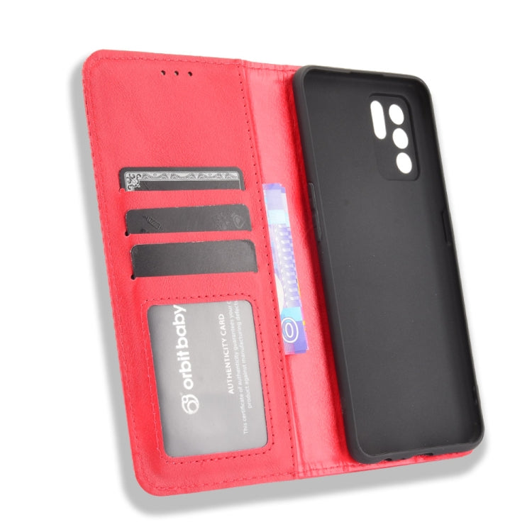 For OPPO Reno6 Z Magnetic Buckle Retro Crazy Horse Texture Horizontal Flip Leather Case with Holder & Card Slots & Photo Frame