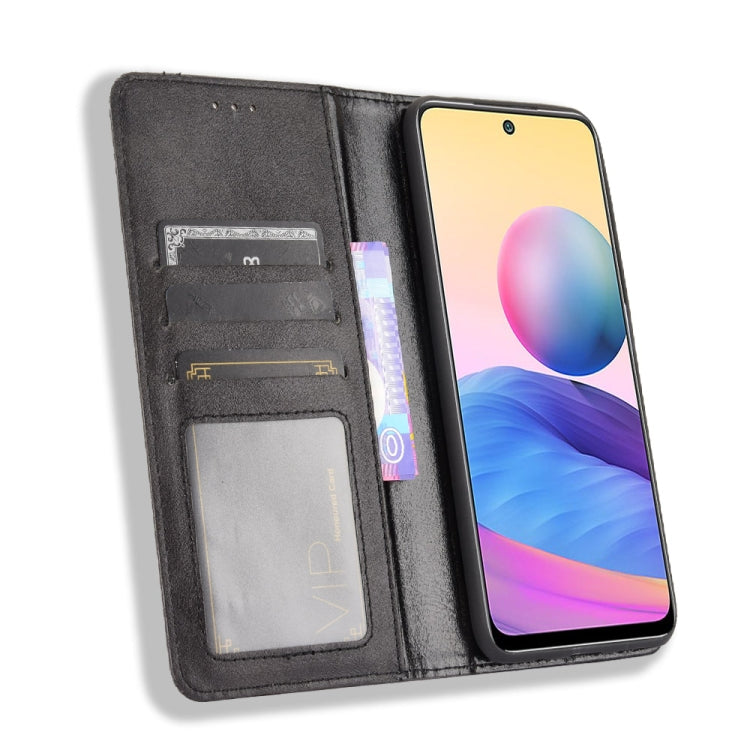 For Xiaomi Redmi Note 10 5G Magnetic Buckle Retro Crazy Horse Texture Horizontal Flip Leather Case with Holder & Card Slots & Photo Frame