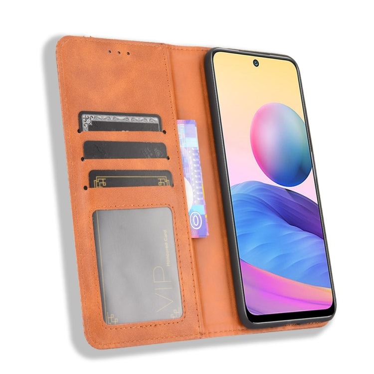 For Xiaomi Redmi Note 10 5G Magnetic Buckle Retro Crazy Horse Texture Horizontal Flip Leather Case with Holder & Card Slots & Photo Frame