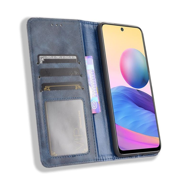 For Xiaomi Redmi Note 10 5G Magnetic Buckle Retro Crazy Horse Texture Horizontal Flip Leather Case with Holder & Card Slots & Photo Frame